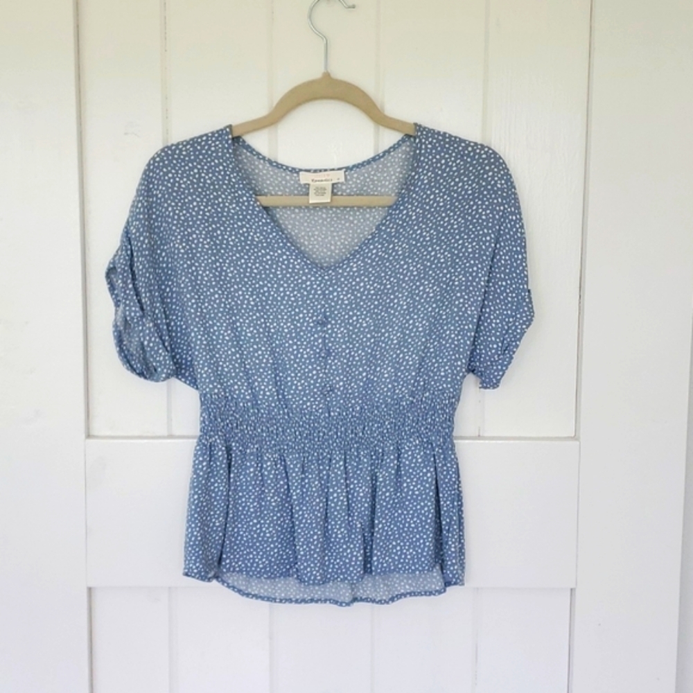 💕 Blue and white peplum top size small